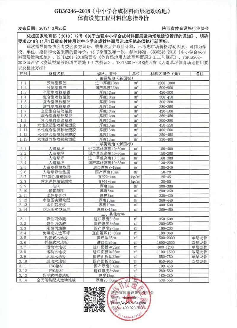 新国标塑胶跑道信息价